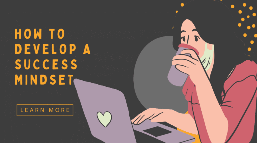 Success mindset development, positive thinking, mental growth, motivation, self-improvement.