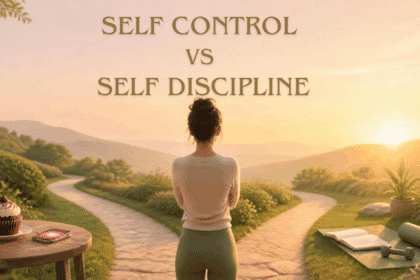 Person choosing between temptation and discipline on a sunlit path